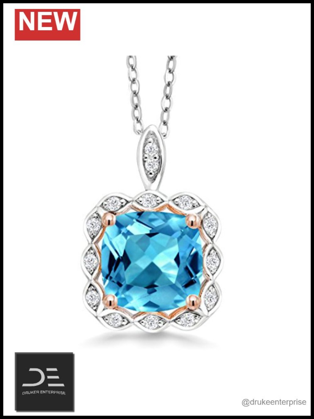 Gem Stone King 2-3 Cttw 925 Sterling Silver Cushion Cut Halo Pendant Necklace